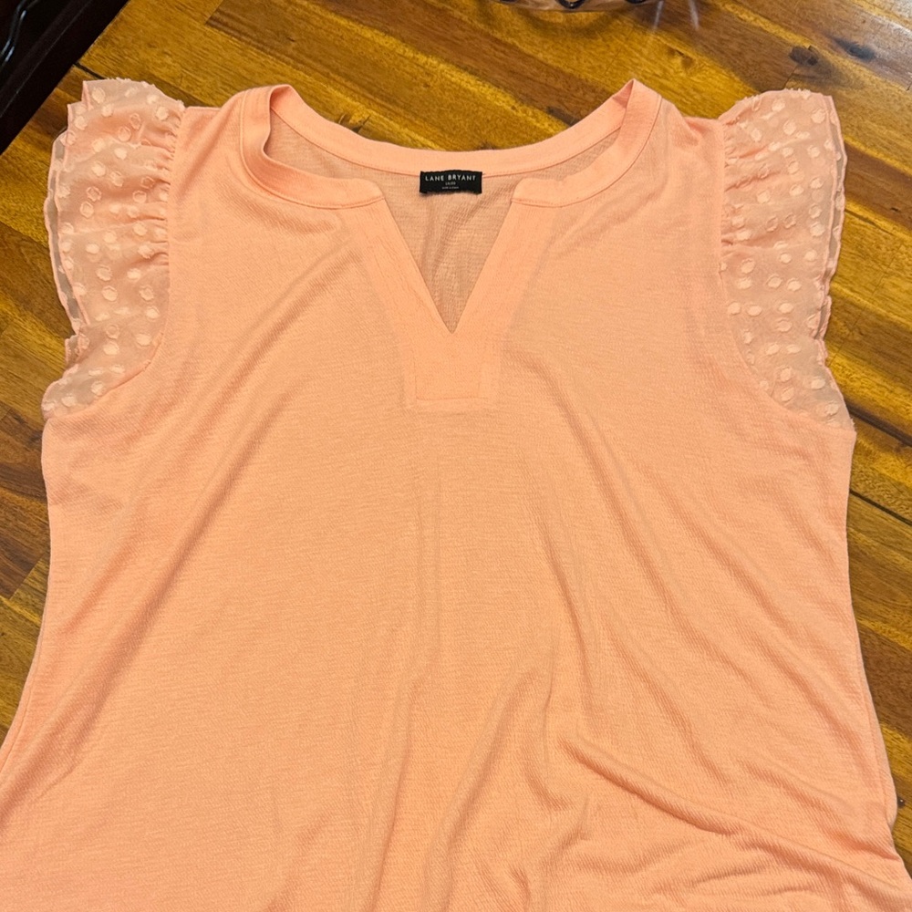 Lane Bryant Peach Dot Flutter-Sleeve Knit Top